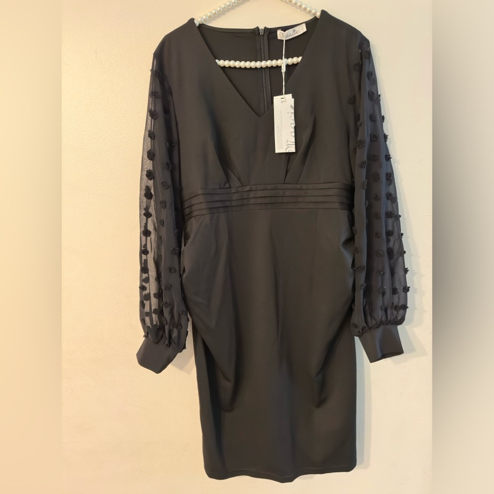 NWT| Maternity Swiss Dot Chiffon Sleeves Dress - Picture 4 of 8